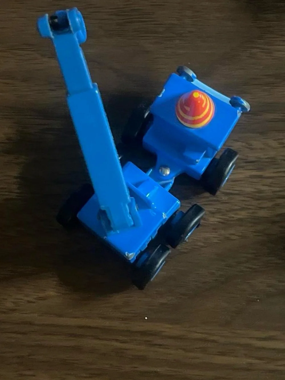 Blue Toy Crane Truck with Orange Safety Cone - Kids Vehicles
